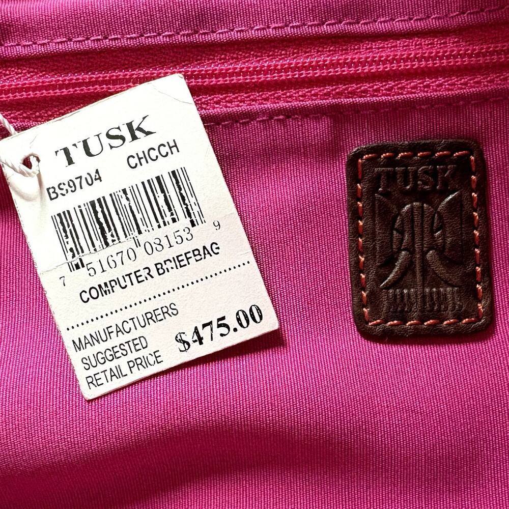Tusk Computer Brief Messenger Bag Leather Padded Adjustable Strap FLAW READ - Picture 12 of 16